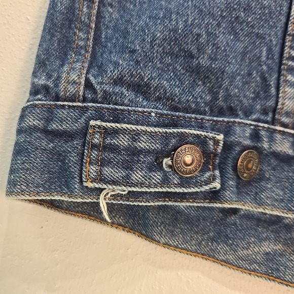 VTG 80s Levi's Men 42 Denim Trucker Vest Blue Cut Off 70506 Pockets 0216 Red Tab - Picture 9 of 12